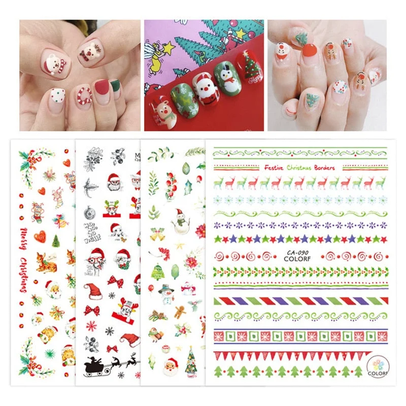 1 Sheet 3D Halloween Nail Sticker Christmas Skull Bone Snake Butterfly Maple Leaf Pattern Decals Manicures 3D Nail Decorations