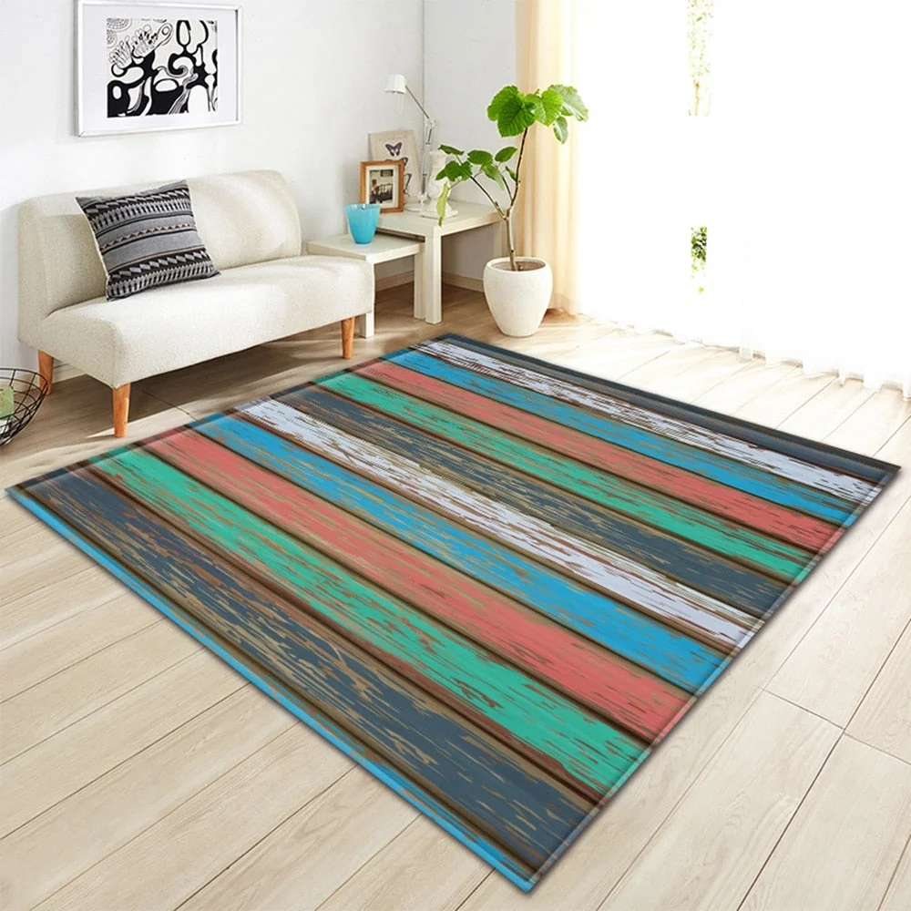 Living Room Carpet Kids Room Decoration Rug Home 3D Wood grain Children Non-slip Carpet Hallway Floor Bedroom Bedside Mat