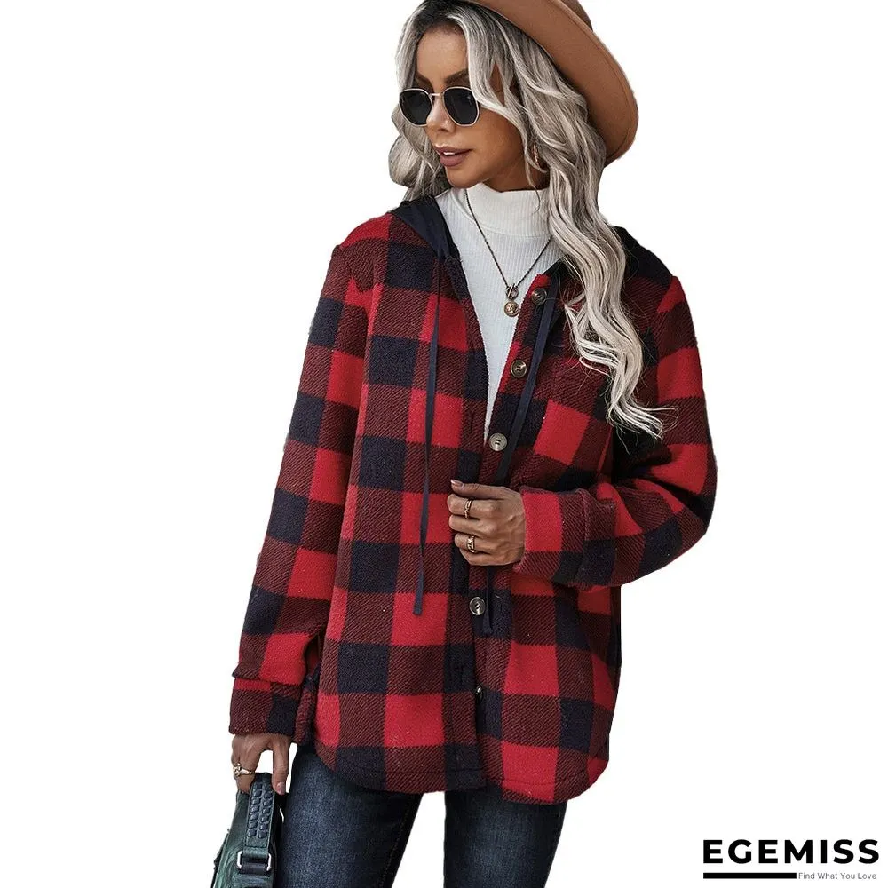 Cheetah Plaid Camouflage Print Button Design Teddy Coat | EGEMISS