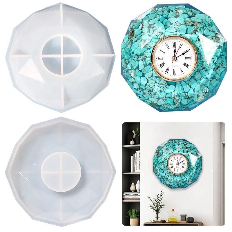 Polygon Cut Face Clock Ornament Resin Mold