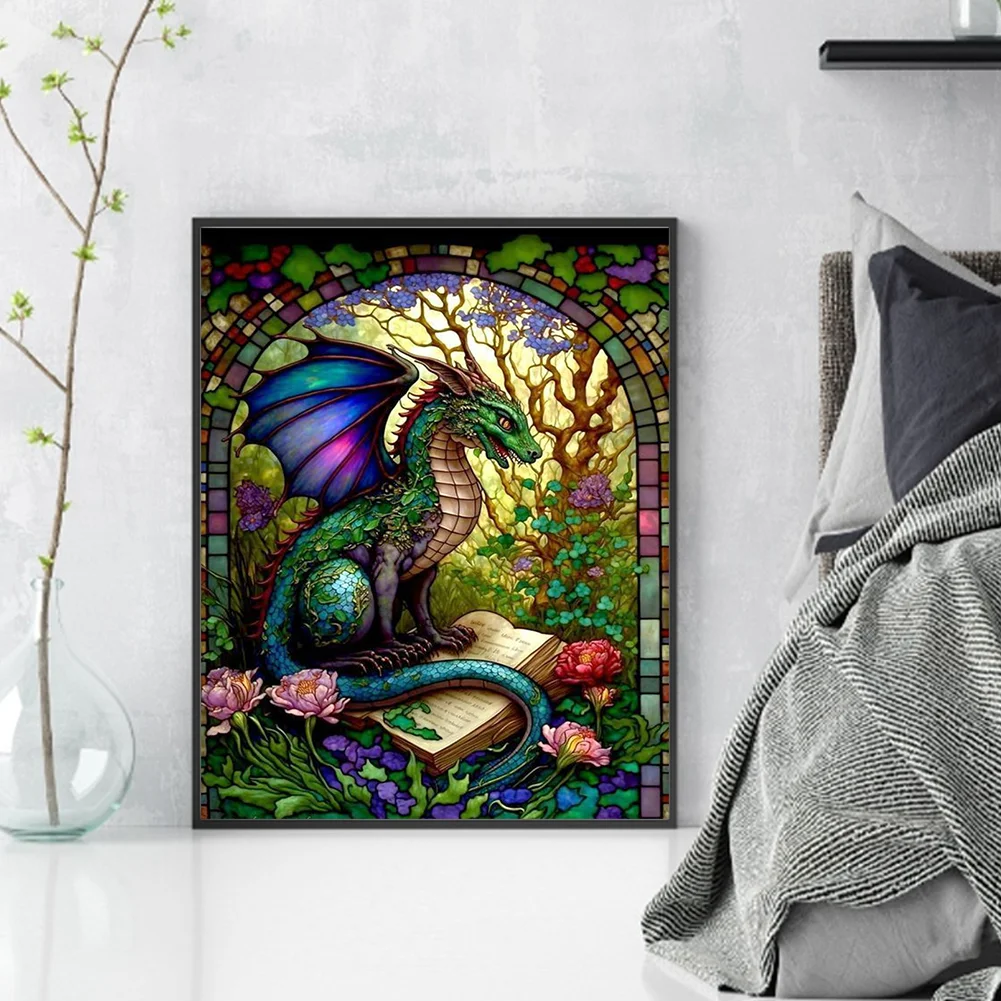 14CT Full Stamped Cross Stitch - Stained Glass Pterodactyl(Canvas|45*55cm)