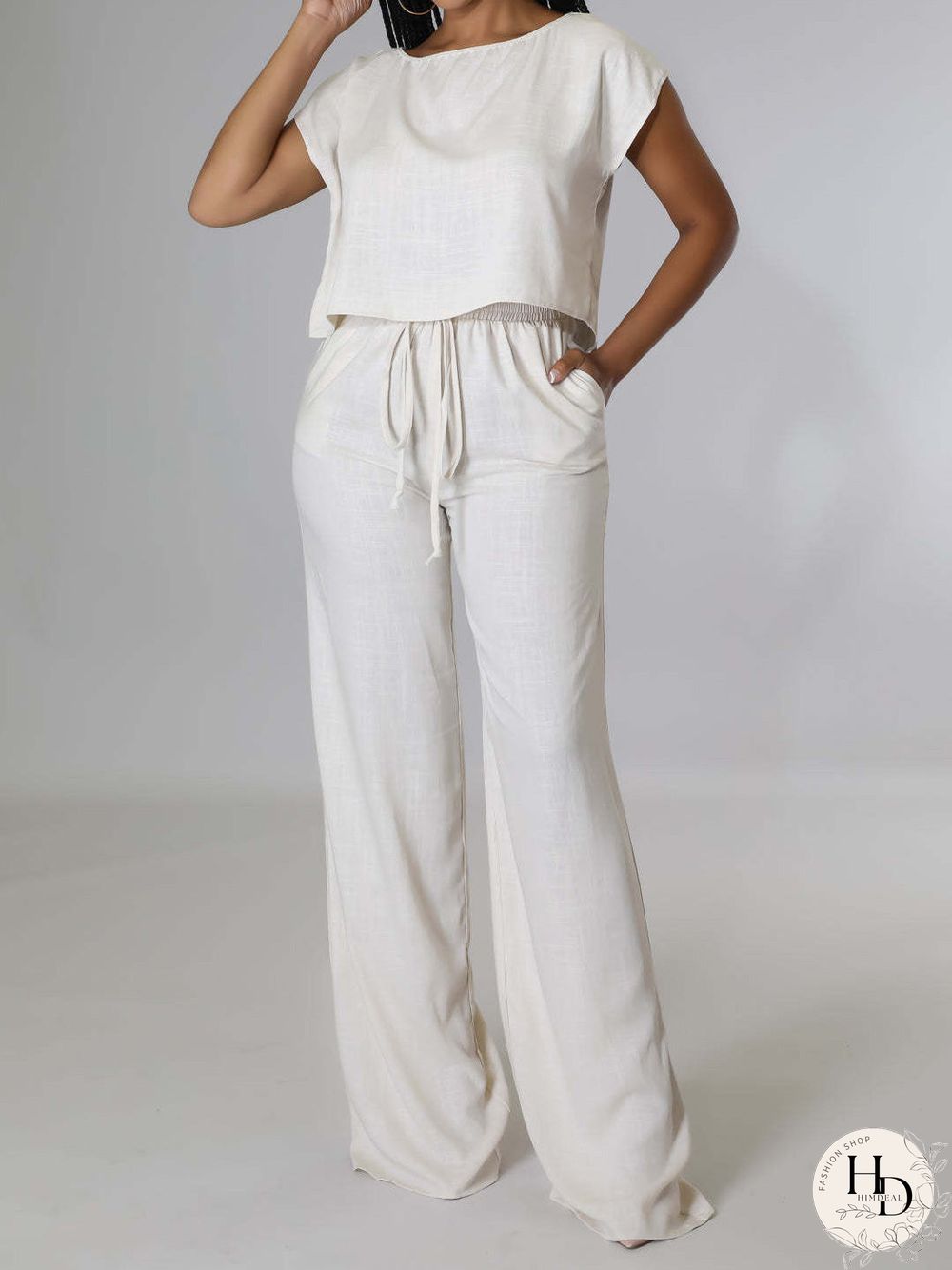 Women'S Sets Short Sleeve T-Shirt & Wide Leg Pants Two Piece Set