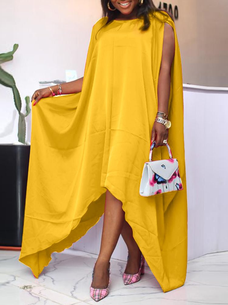 Solid Color Round Neck Sleeveless Loose A Swing Women's Dress SKUI88214 QueenFunky