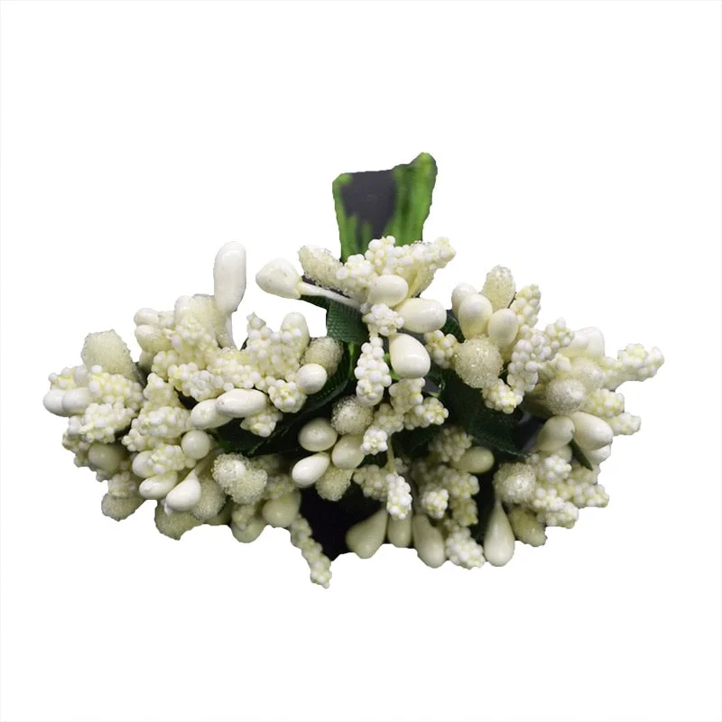 12Pcs/lot Handcraft Artificial Flowers Stamen Sugar Wedding Party Decoration DIY Wreath Gift Box Scrapbooking Cheap Fake Flowers