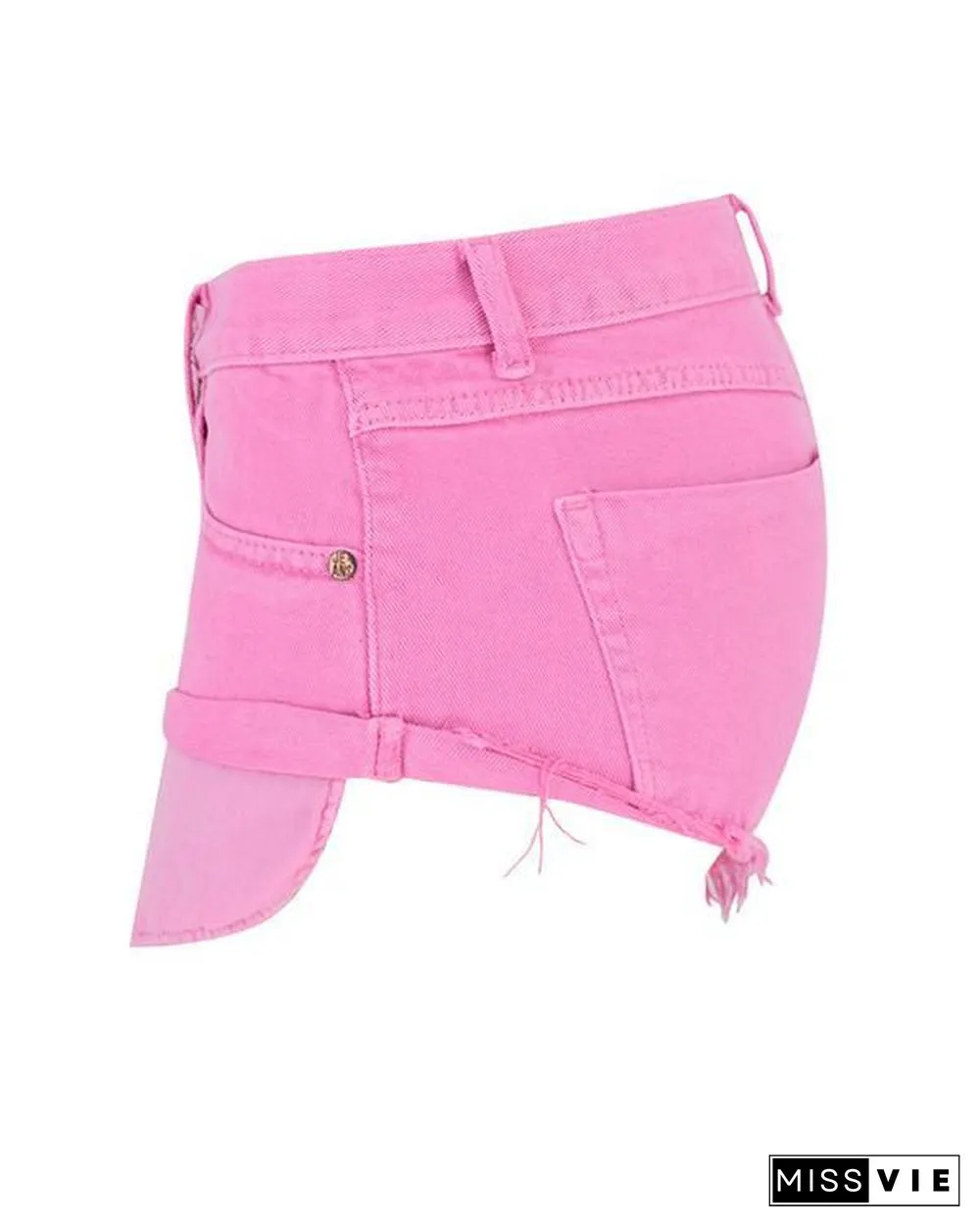 Macaron Pink Low&nbsp;Waist Crimping Jeans Shorts Pants