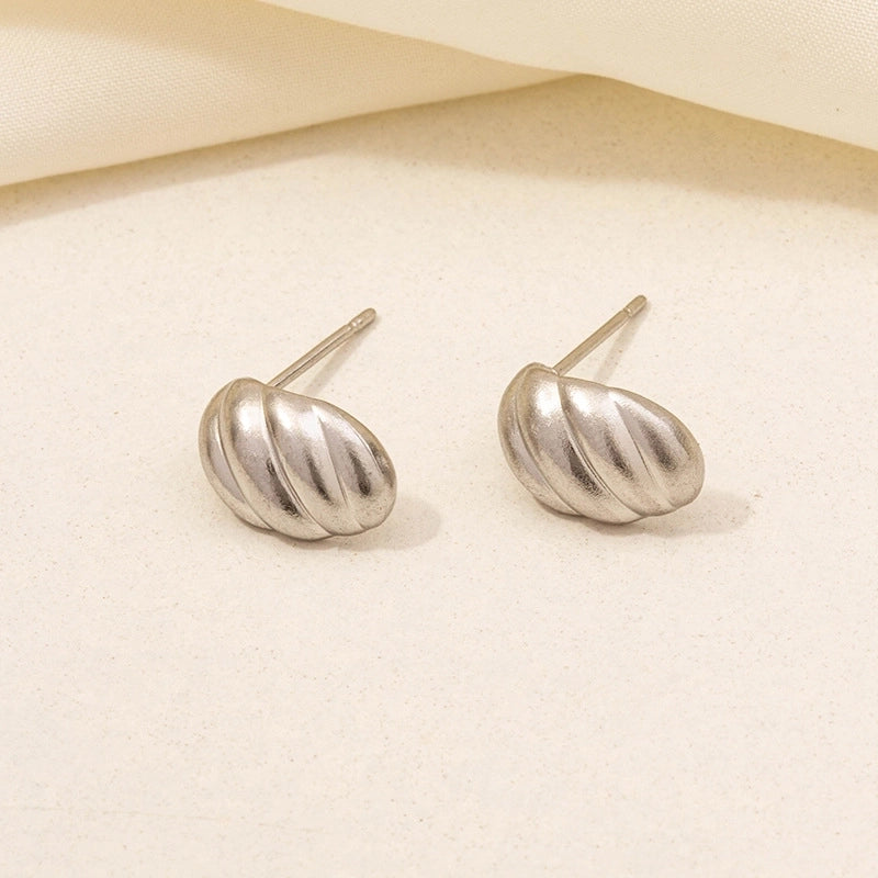 1 Pair Basic Modern Style Classic Style C Shape Solid Color Twist Plating 304 Stainless Steel 18K Gold Plated Ear Studs