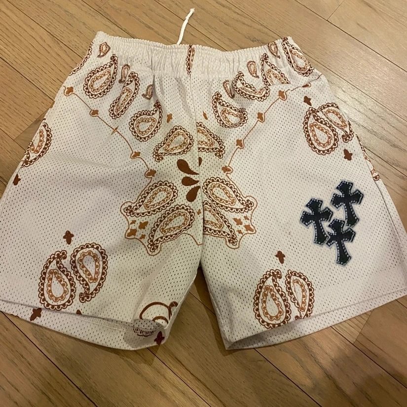Personalized cashew flower smiley print sports shorts