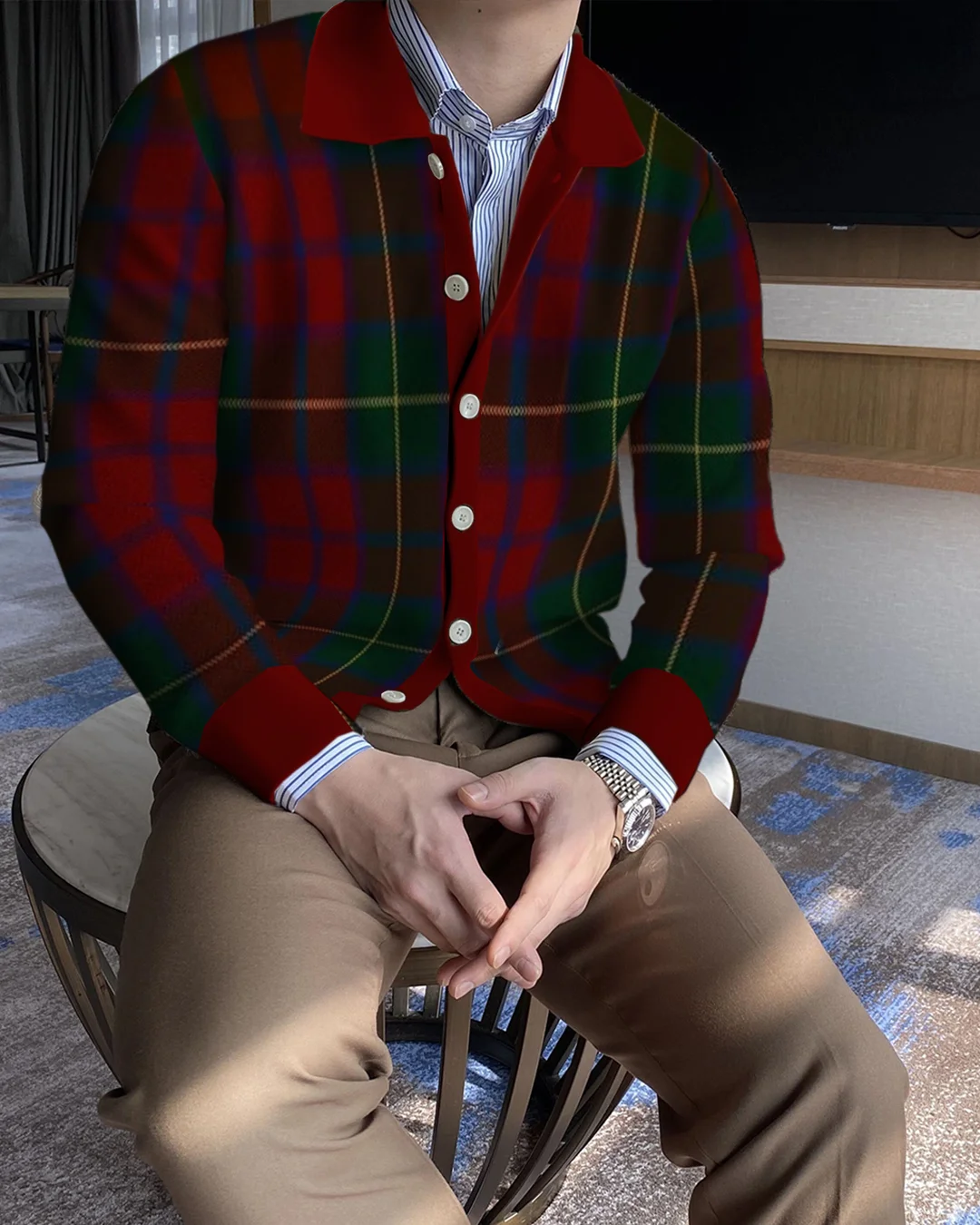 Men's Lapel Knitted Sweater Cardigan 40c5