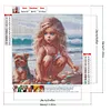 Fille et chien-perceuse ronde peinture diamant-40*40cm