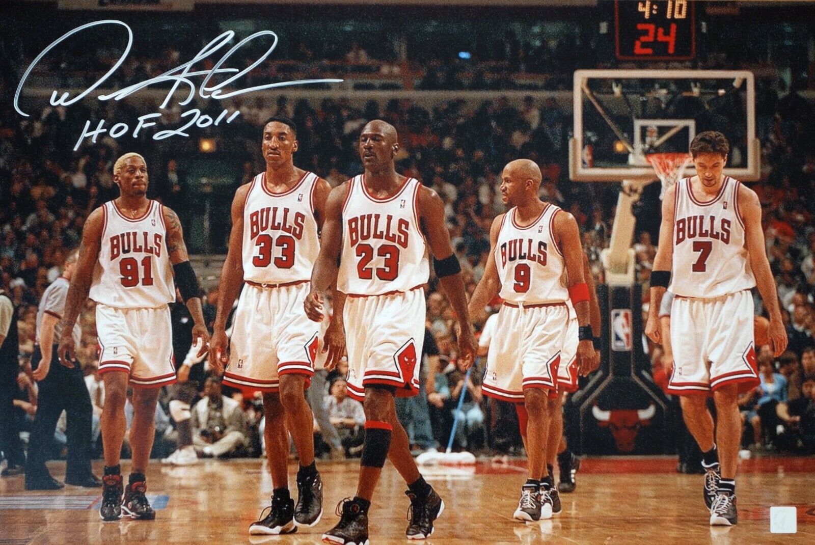 Dennis Rodman Autographed Chicago Bulls Jordan Pippen 16x24 Photo Poster painting ASI Proof