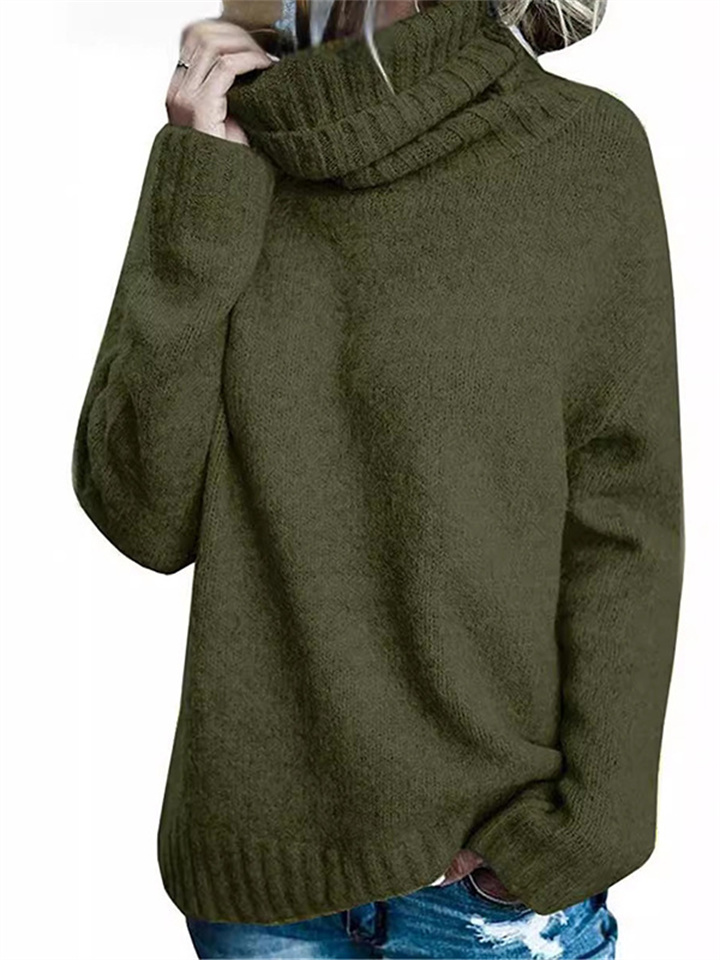 Women's Fashion New High-neck Long-sleeved Sweater Knit Sweater