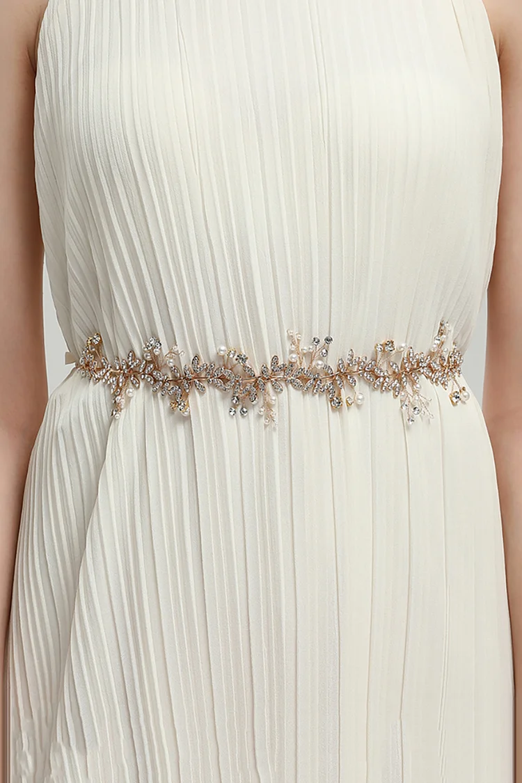 Wedding Alloy Pearl Rhinestone Inlaid Sash Ribbon Belts 2024 - Xpluswear