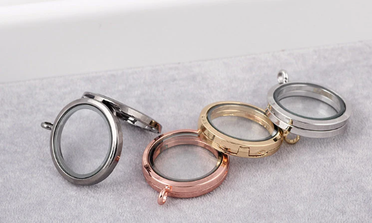 5pcs Retro Smooth Round Glass Locket Charm Pendant can be opened and closed,Circle Glass Locket Charms Necklace Pendants Accessories Jewelry