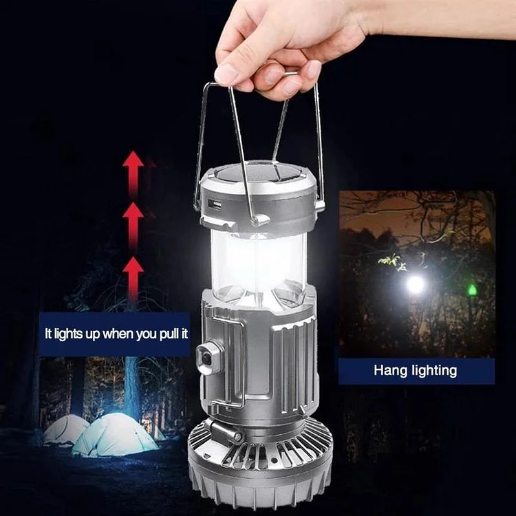 6 in 1 Portable Outdoor Led Camping Lantern with Fan