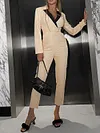 Urban Contrast Color V-Neck Buttoned Long Sleeve Fashion Jumpsuit