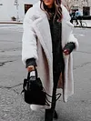 Fashion Solid Color Long Sleeves Lapel Collar Buttoned Lambskin Coat