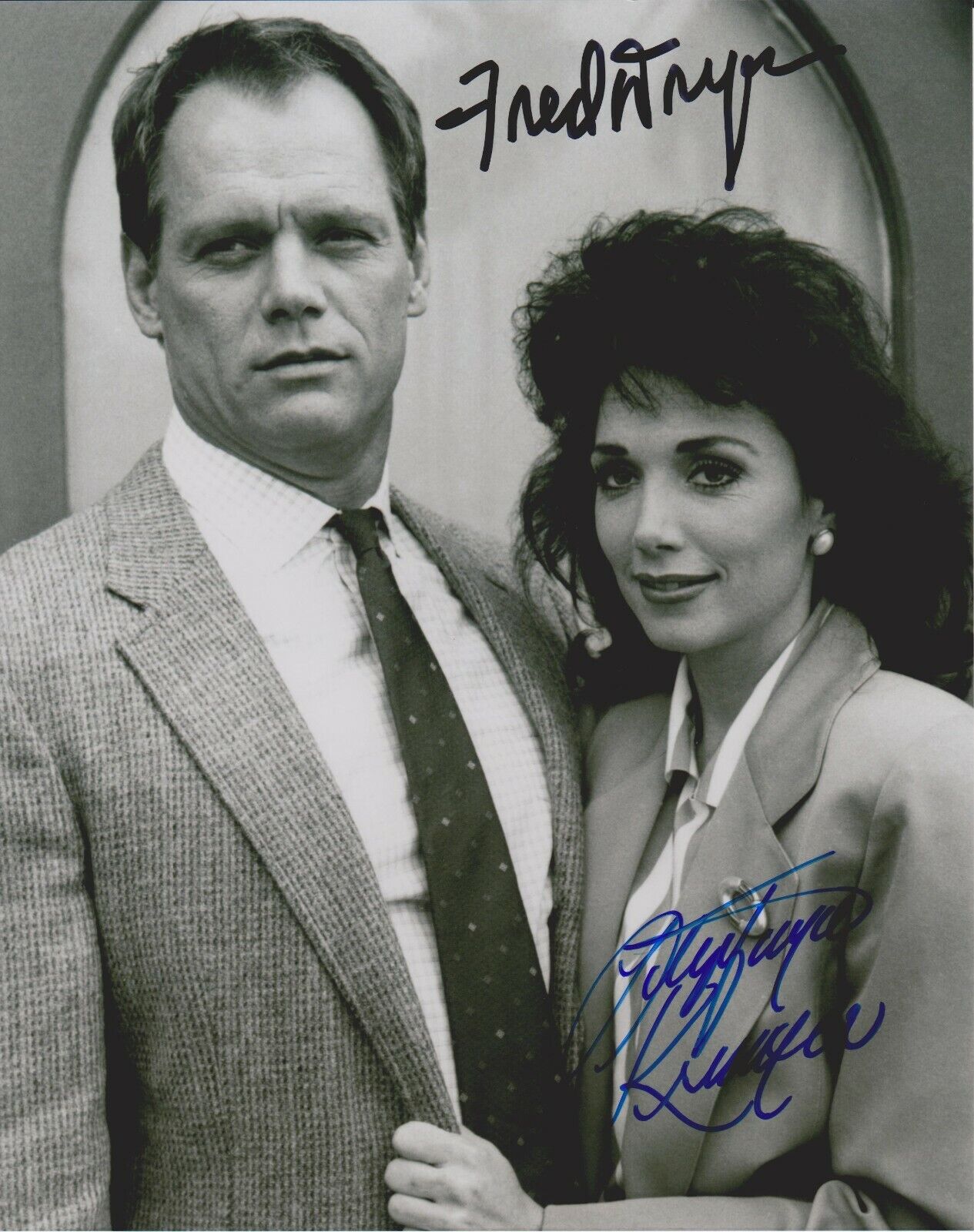 Fred Dryer & Stepfanie Kramer Hunter Original Autographed 8X10 Photo Poster painting #3