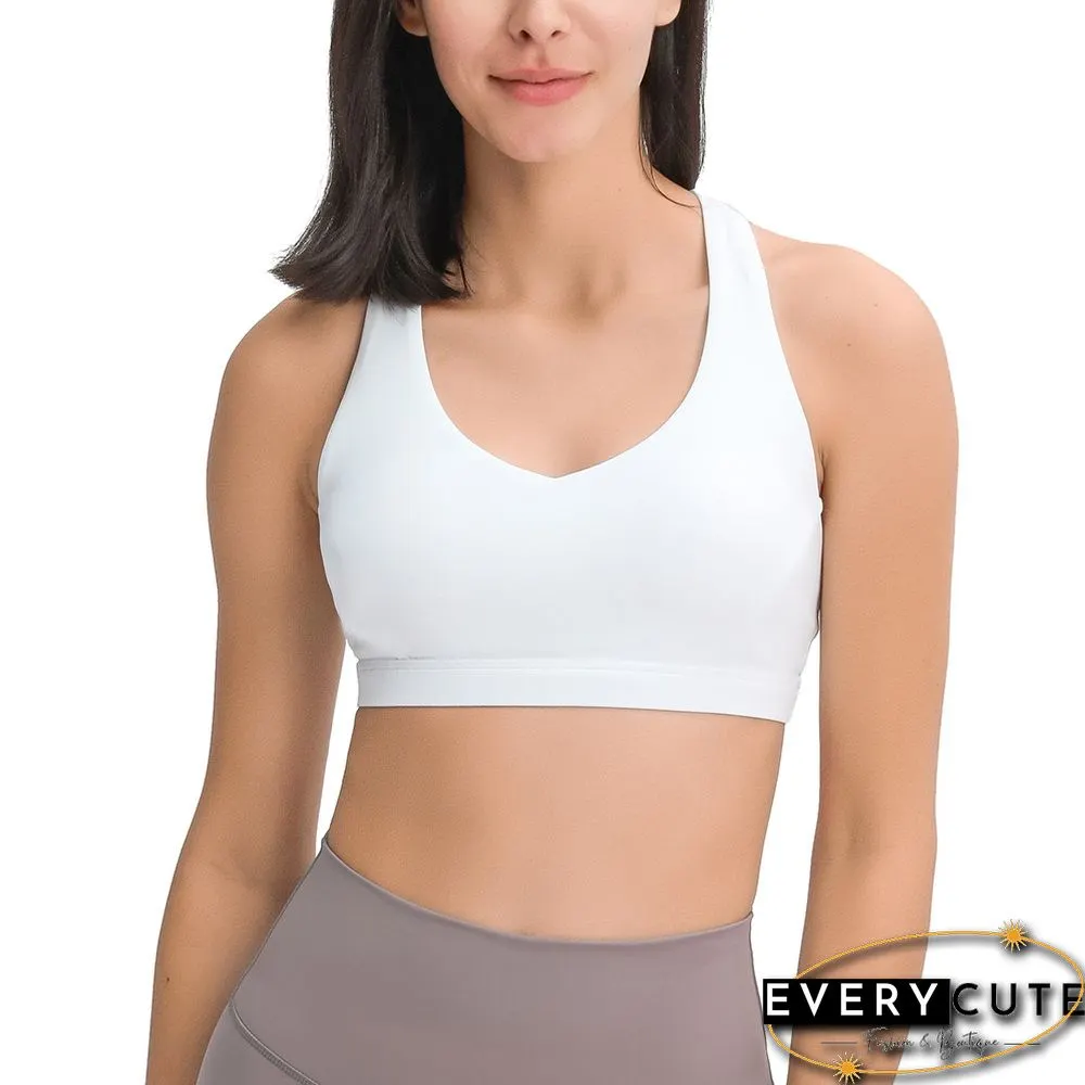 White Y Back Push-up Sports Vest Bra