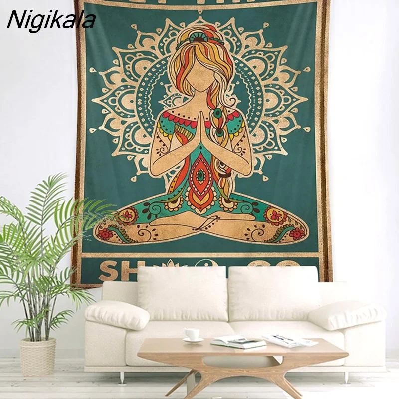 Nigikala Women Buddha Wall Hanging Tapestry Art Deco Blanket Curtain Hanging at Home Bedroom Living Room Decor