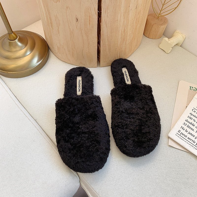 Home Slippers Winter Warm Shoes Woman Slip on Flats Slides Female Faux Fur Slippers Women  Closed Toe furry slides for women 13
