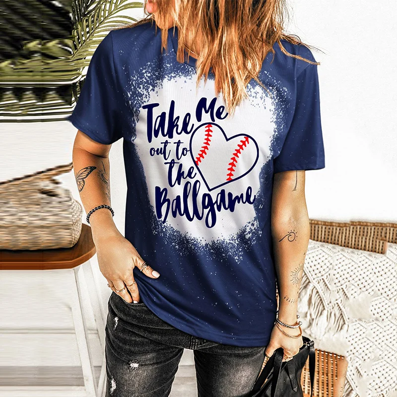 Take Me Out To The Baseball Tie Dye Print Short Sleeve T-Shirt