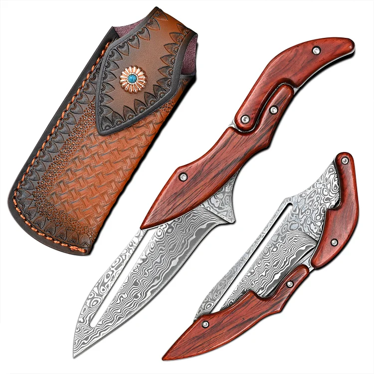 🔥(Last Day Sale- 50% OFF) Damascus Outdoor Mechanical Folding Knife