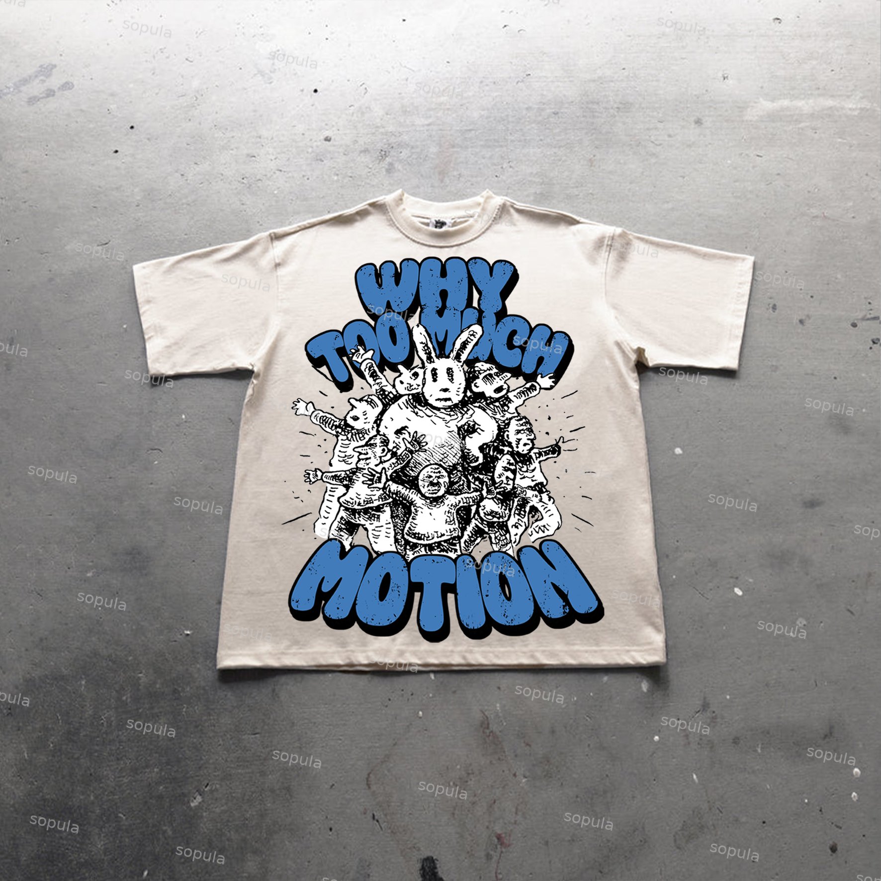 Vintage Why Too Much Motion Graphic Print Cotton T-Shirt - SOPULA