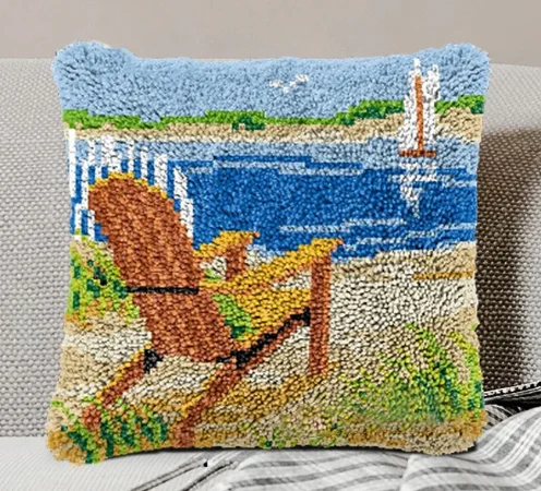 Beach Views Pillowcase Latch Hook Kits for Adult, Beginner and Kid veirousa
