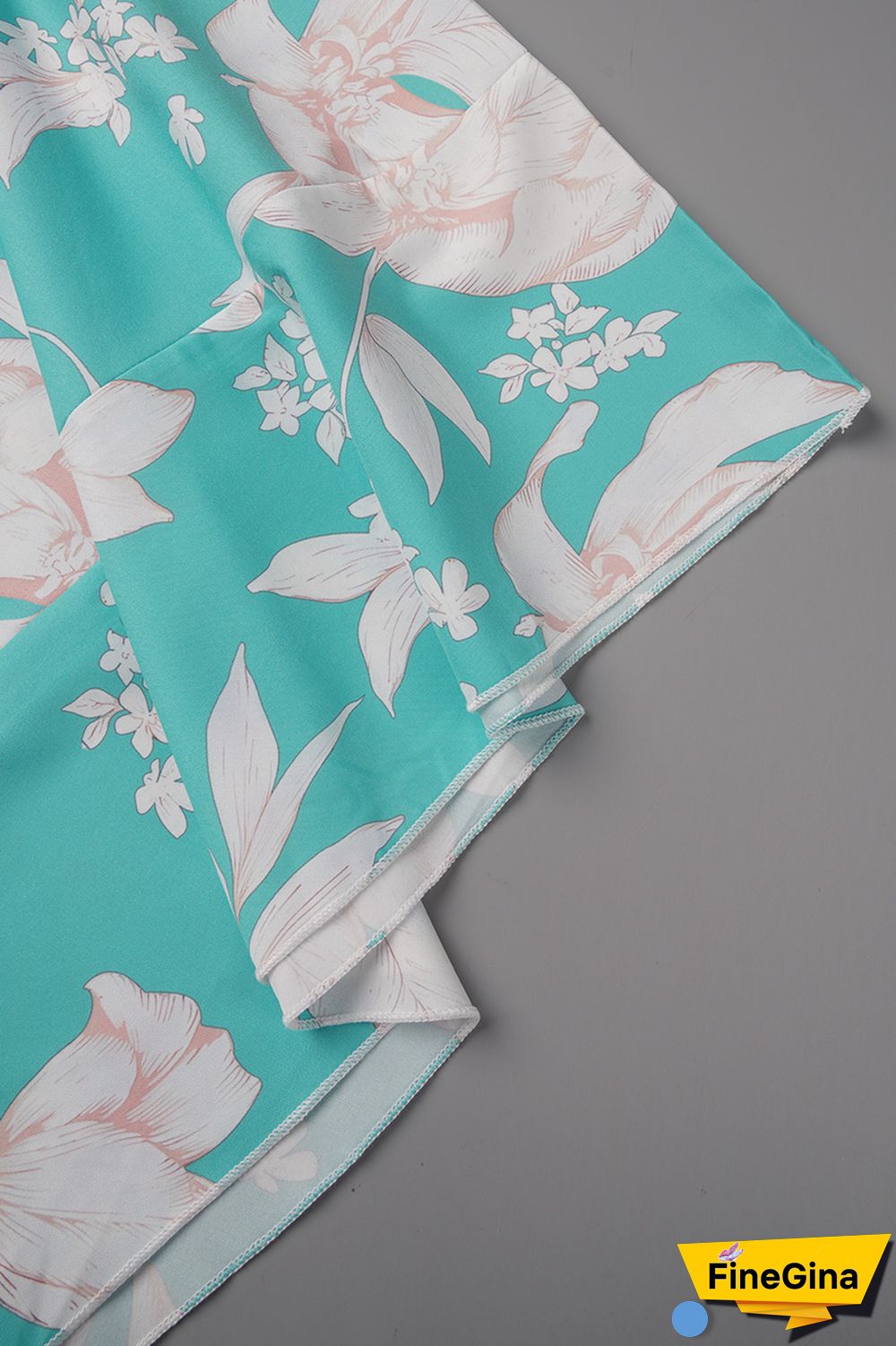 Cyan Casual Sweet Street Floral Patchwork O Neck Irregular Dress Plus Size Dresses