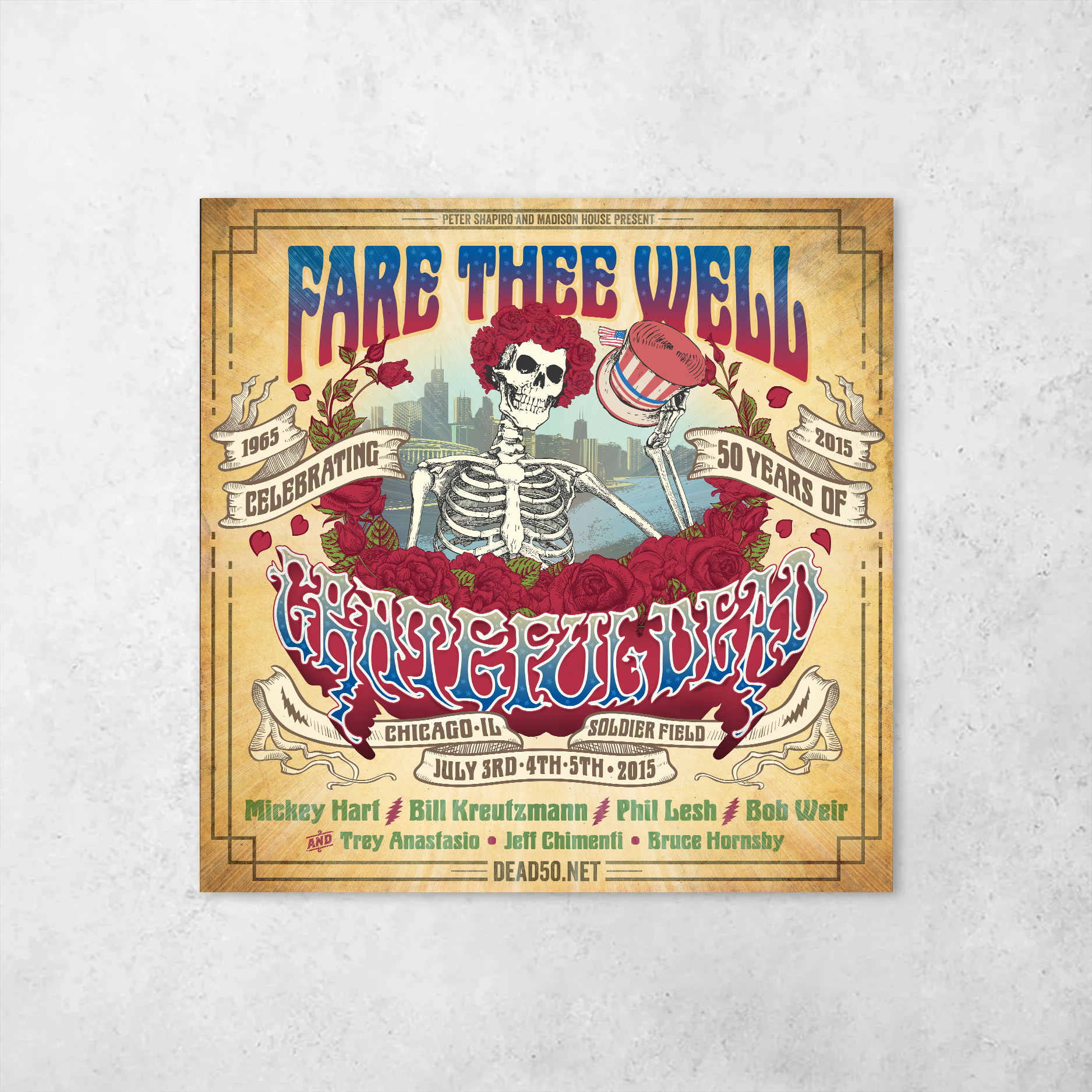 Grateful Dead - Fare Thee Well Chicago 2015 Concert Poster Canvas Wall Art 