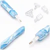 Resin Diamond Painting Point Drill Pen with 4 Various Tips Painting Arts 5D Point Drill Pen Diamonds Art Points Drills Pens for Nail Arts Rhinestone Decorations Cross-Stitch (Sky Blue)