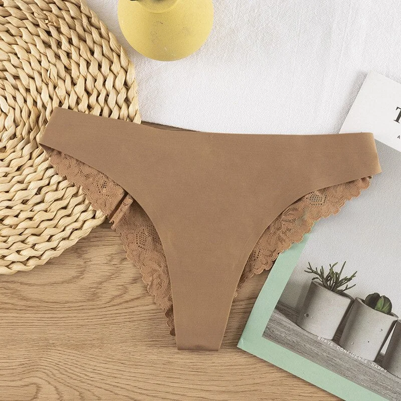 Meet&lsquo;r Woman Sexy Transparent Lace Panties Breathable Soft Seamless Lingerie Female Low-Waist Briefs Hollow Out Underpants