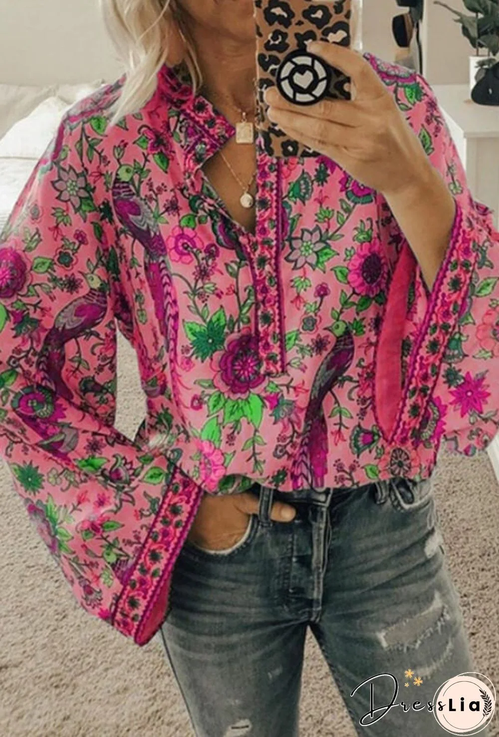 Fashion Casual Floral Print Blouse