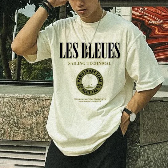 Men Les Bleues Retro Printed Short Sleeve T-Shirt