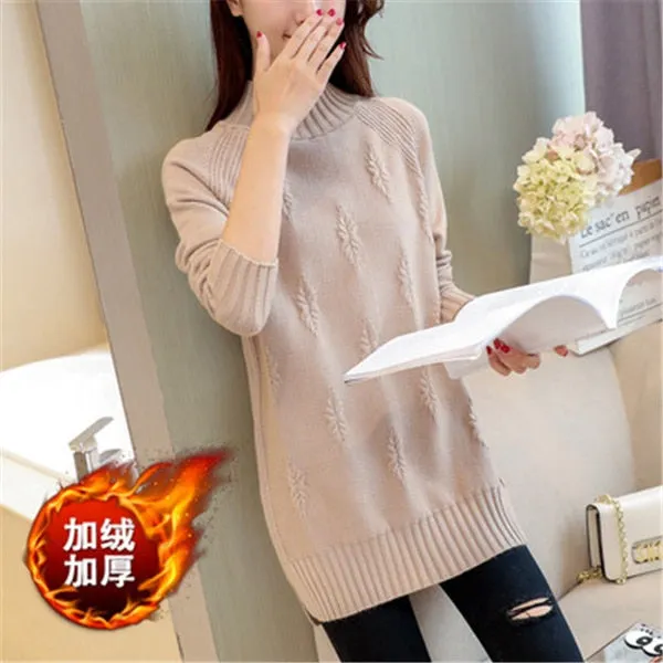 Women Knit Sweater Pullover Autumn Winter Clothes Korean Solid Long Sleeve Pull Warm Half Turtleneck Sweater Female Jumper Tops
