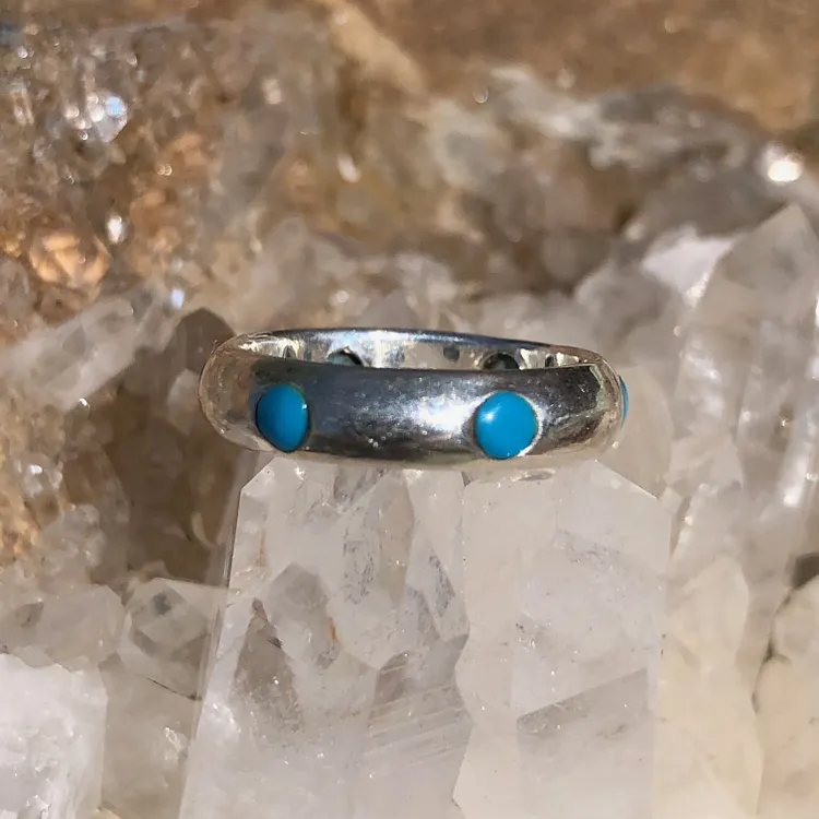 Polka Dot Turquoise Ring in Sterling Silver Size: 5