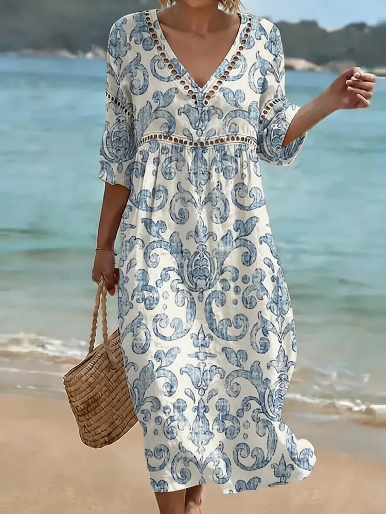 [Spot Big Sale] Women's Floral Print Casual Dress
