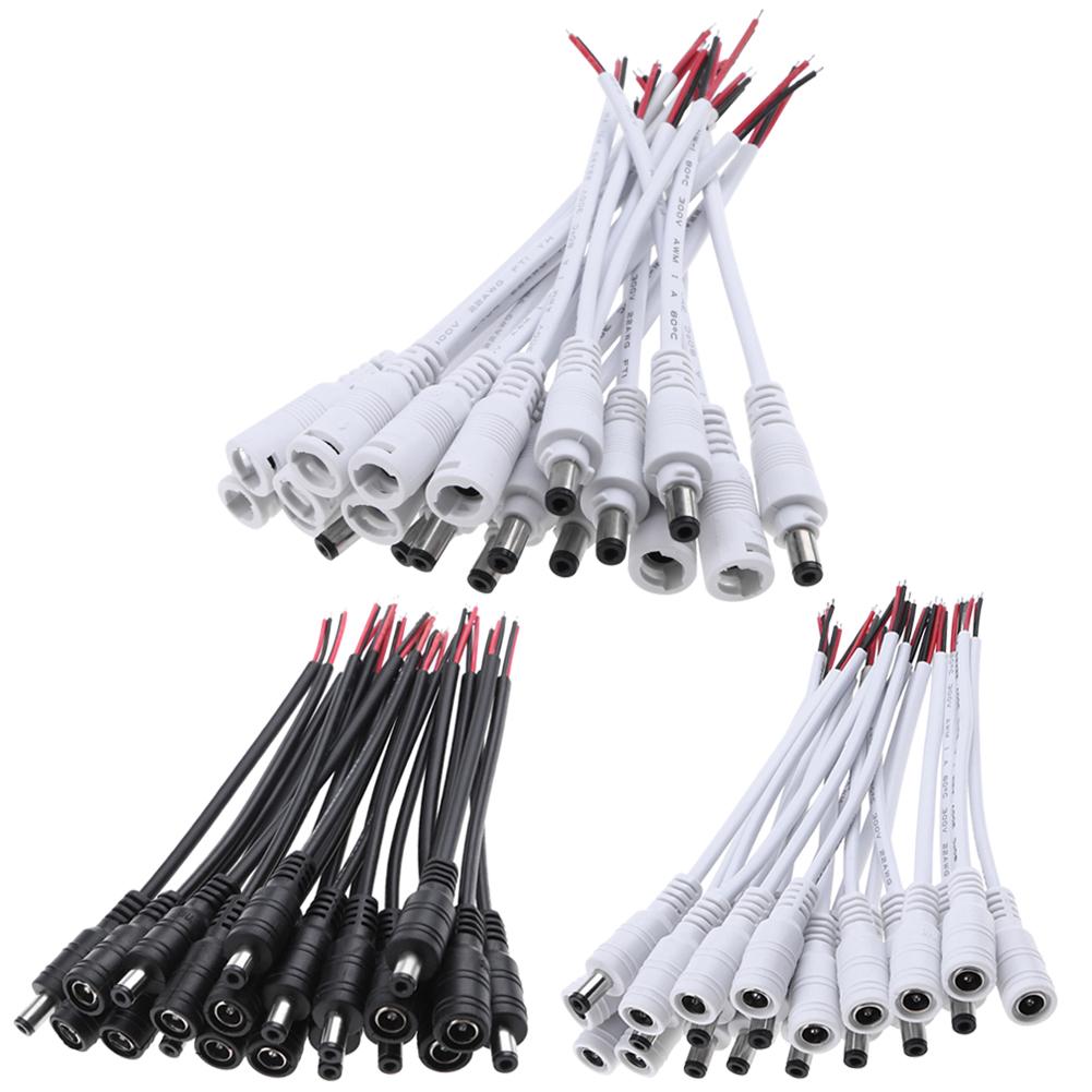 

10pcs 5.5x2.1 DC M/F Plug Cable Connector for LED Strip Light Ceiling Light, White, 501 Original