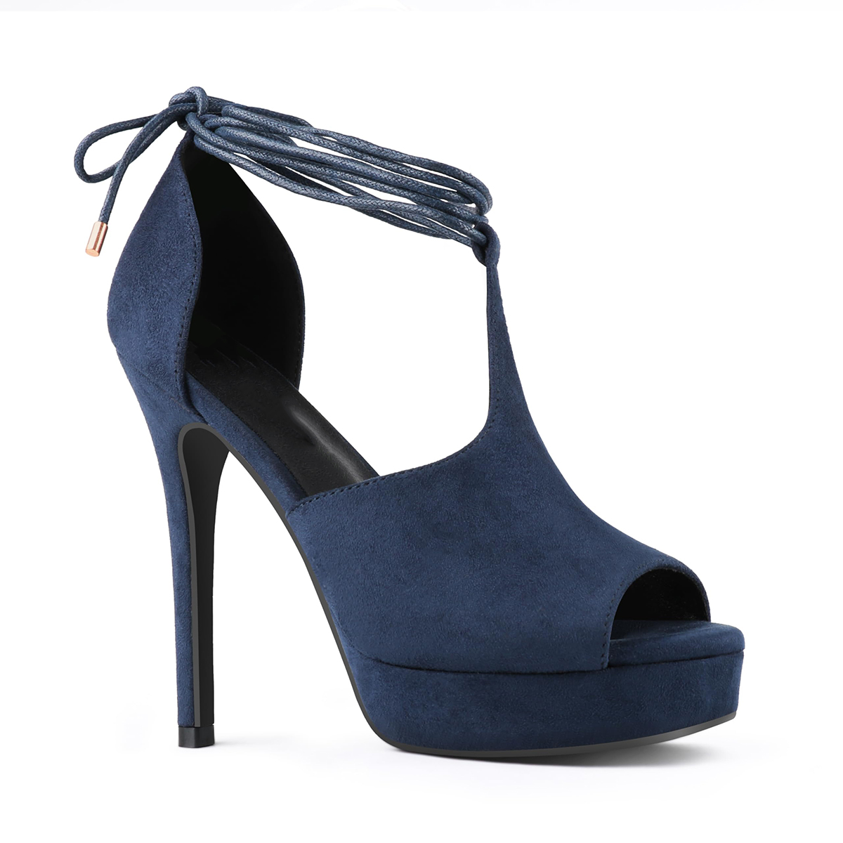 5.1"/130mm Women's Peep Toe Heel Platform Stiletto High Heels Strappy Lace up Heels Dress Party Pumps-MERUMOTE