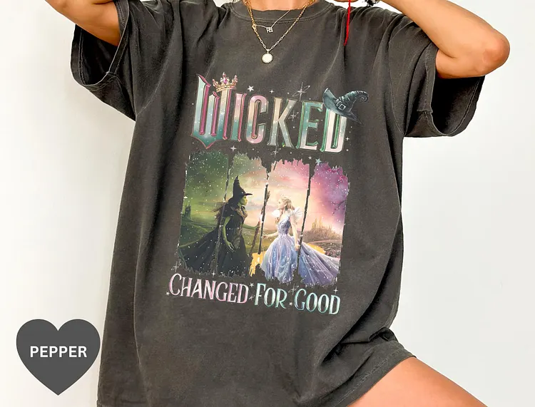 Comfort Colors&reg;Wicked Changed For Good Shirt, Defy Gravity Broomstick Magic Wand, Wizard Movie Fan Shirt, Wicked Musical Fan Gifts
