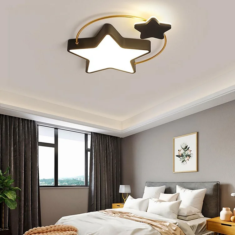 2 Star Shapes Flush Mount Ceiling Light LED Classic Dimmable Baby Kids Lights for Bedroom - Appledas