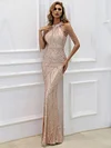Evening Sleeveless Wrap Sequined Dress