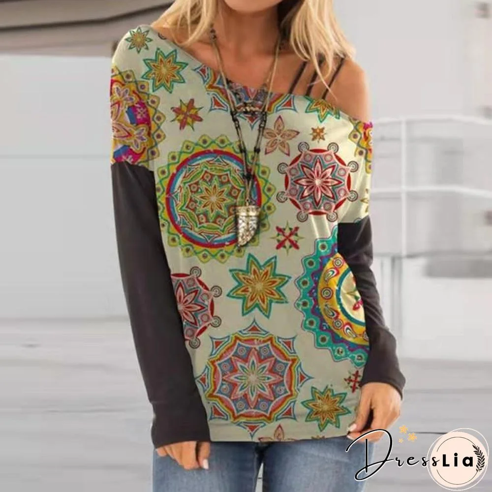 One Shoulder Autumn Pattern Top