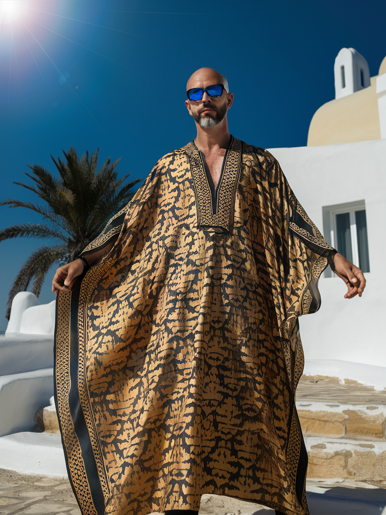 Men's Baroque V-neck Long Kaftan Caftan