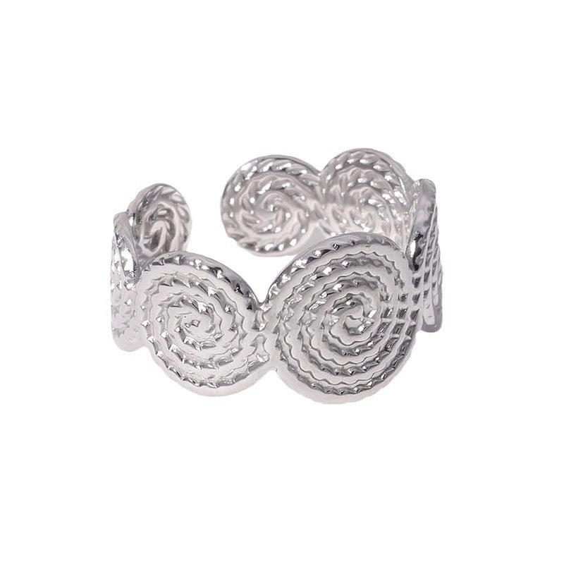 304 Stainless Steel 18K Gold Plated Vintage Style Plating Geometric Solid Color Open Rings2