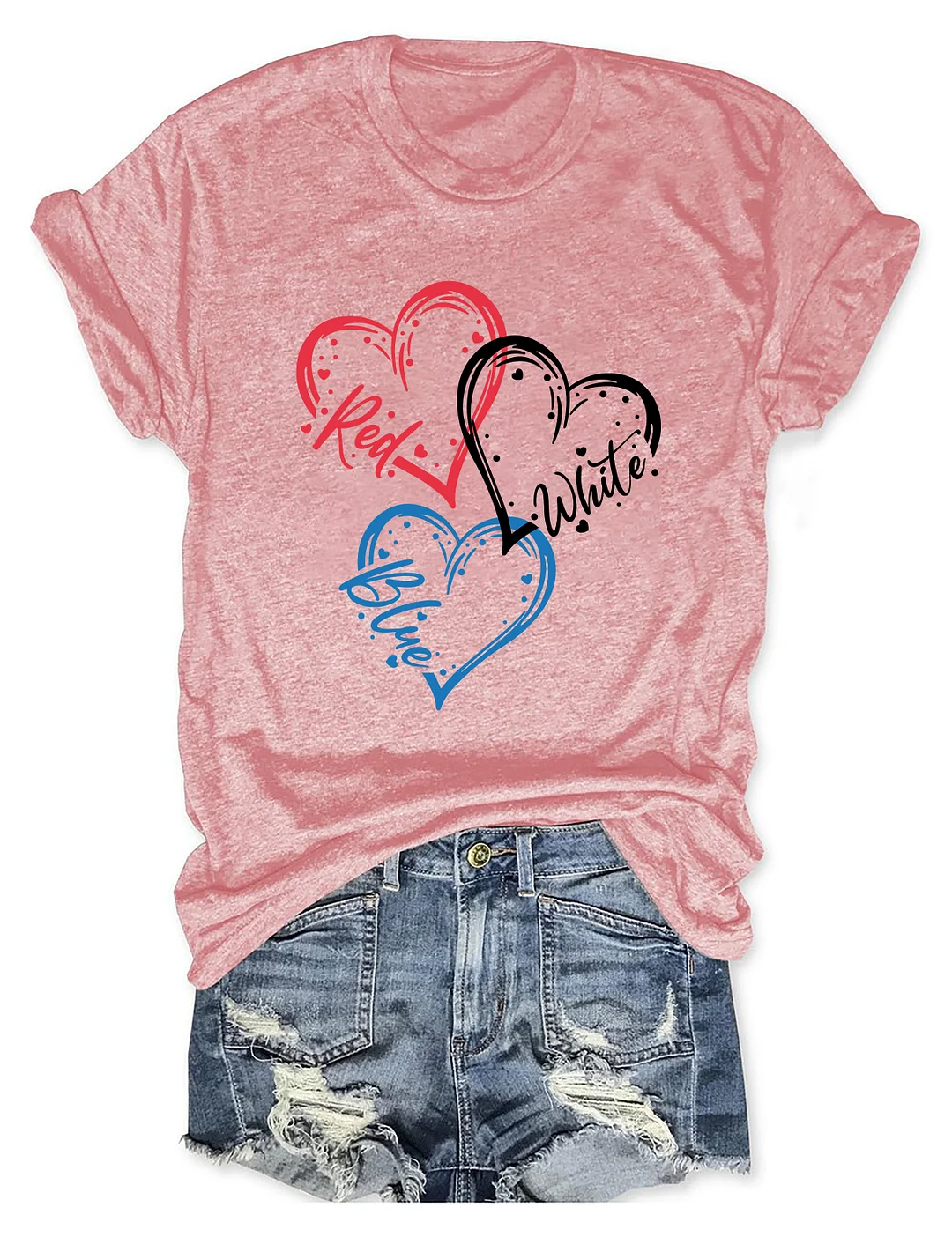 Heart Red White Blue 4th Of July T-shirt