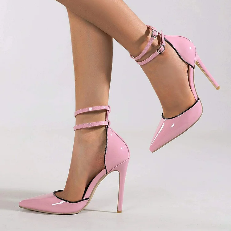 Pink Elegant Pointy Toe Ankle Strap Stiletto Pump Heels Vdcoo