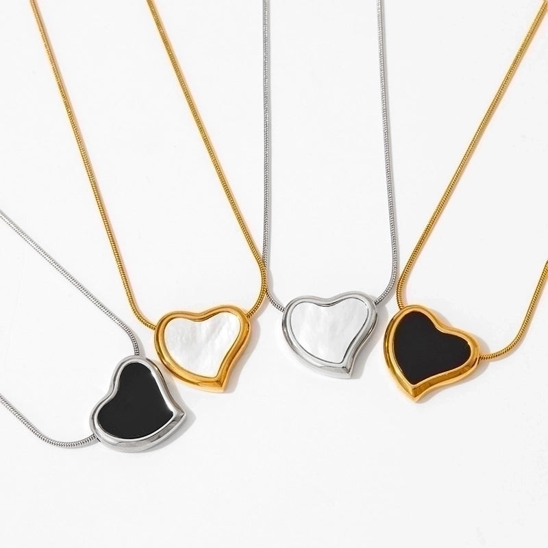 304 Stainless Steel 16K Gold Plated White Gold Plated Gold Plated Casual Minimalist Plating Inlay Heart Shape Artificial Gemstones Necklace