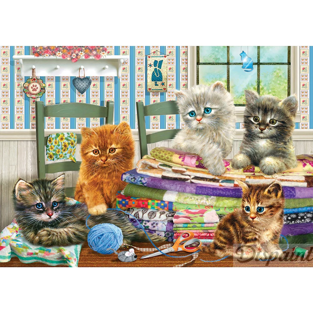 Full Round/Square Diamond Painting -  Table Cats