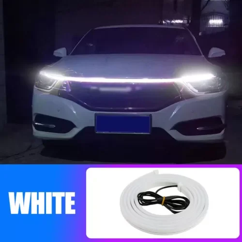 Dronehint Car Parts 120cm White Flexible Car Hood Day Running lED Light Strip Universal  (For: GMC) Parts